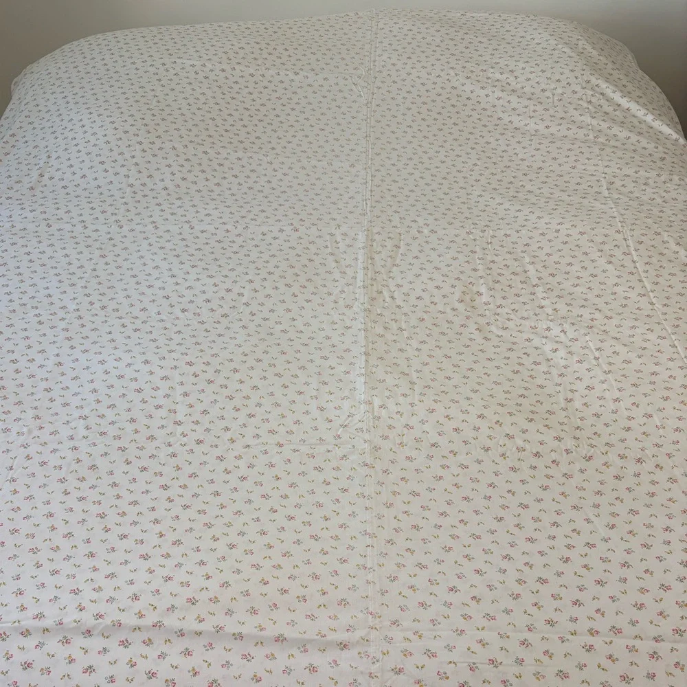 Vintage Hand Crafted Duvet Cover Antique Rose Cottagecore Floral Pink Blue White
